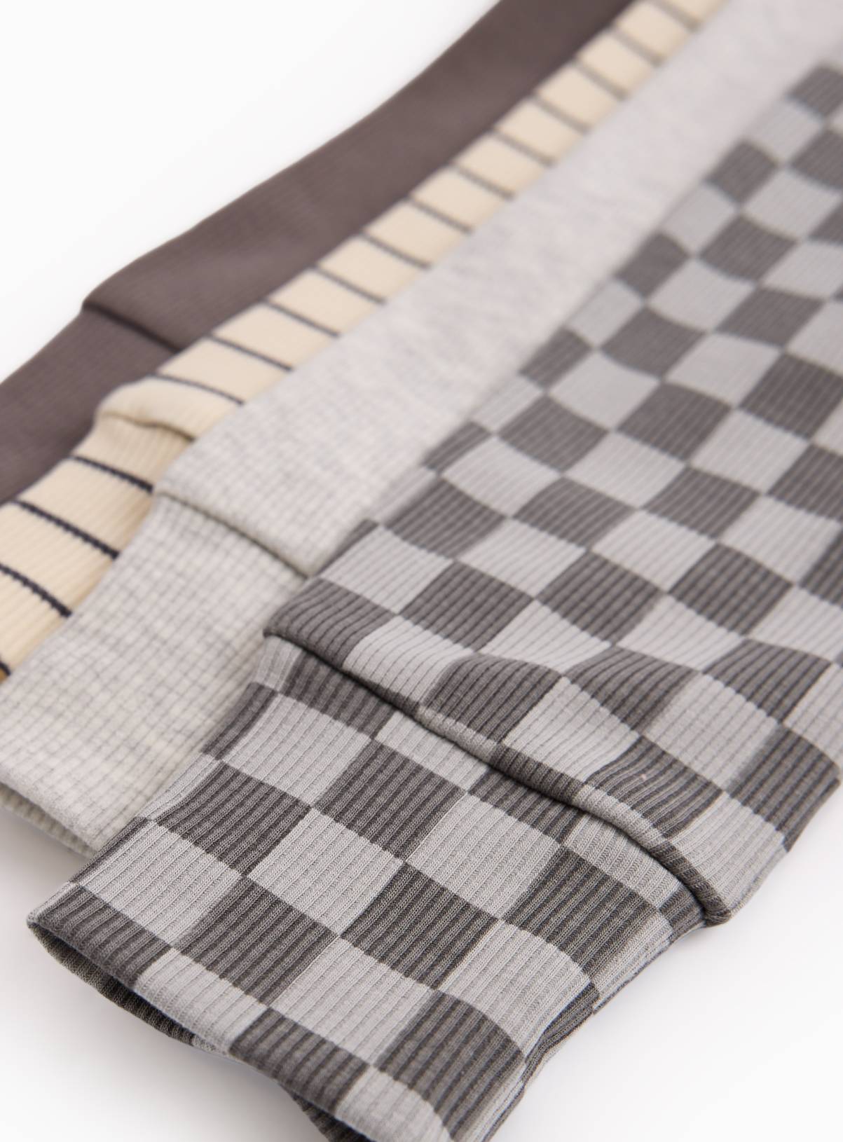 Checkered & Striped Ribbed Leggings 4 Pack 3-6 months - Image 2